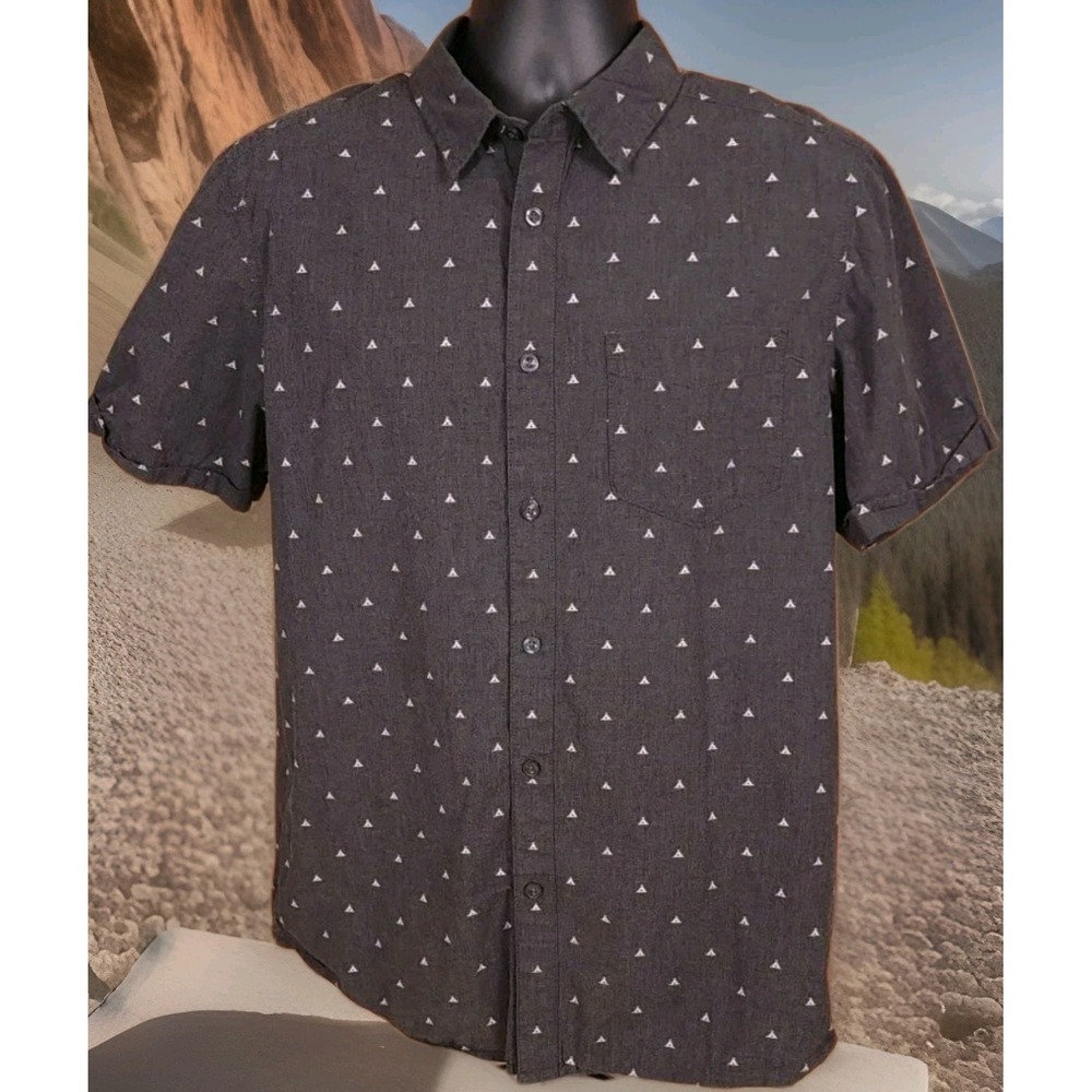 The North Face Gray Button Down Dress Shirt Large Short Sleeve Geometric
